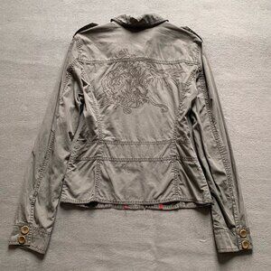 Women's Khaki Military-Style Button Jacket